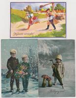 7 db RÉGI üdvözlőlap / 7 pre-1945 greeting art postcards