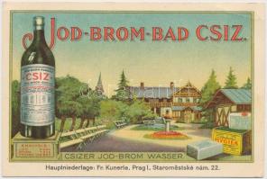 3 db régi reklámlap; Csízfürdői jód-bróm víz, Walkenried "Der wilde Jäger". Októberfesztiv...