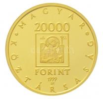 1999. 20.000Ft Au "Államalapítás 1000. évfordulója" tanúsítvánnyal, tokban (7,01g/0.986) T...