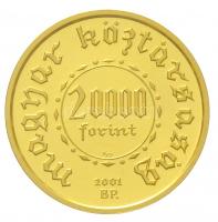 2001. 20.000Ft Au "Ezeréves a magyar pénzverés" dísztokban tanúsítvánnyal (6,99g/0.986) T:...