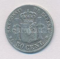 Spanyolország 1880MS-M 50c Ag "XII. Alfonz" T:2- ü.
Spain 1880MS-M 50 Centimos Ag "A...