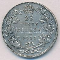 Kanada 1932. 25c Ag "V. György" T:2-
Canada 1932. 25 Cents Ag "George V" C:VF
...