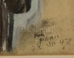 Pór Bertalan (1880-1964): Kontyos nő 1947. Vegyes technika, papír, jelzett, üvegezett keretben, 30×2...