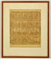 Kner Albert (1899-1976): Szentek. Klisé, papír, jelzés nélkül, üvegezett keretben, 38×33 cm