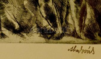 Aba-Novák Vilmos (1894-1941): Fésülködő aktok. Rézkarc, papír, pecsétes szignóval, üvegezett keretbe...