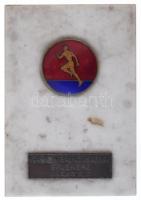 1948. 1948 évi Bajnokság emlékére Vasas S.C. zománcozott Vasas címer márványtalpon, hátoldalon Ludvig éremverő Bp gyártói jelzéssel (márvány: 71x102mm) T:2