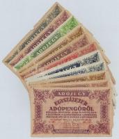 1946. 12db-os vegyes magyar adópengő bankjegy tétel, közte amelyekNEK T:III,III-