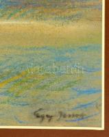 Egry jelzéssel: Tehenek a vízparton. Pasztell, papír, üvegezett keretben, 29×37 cm