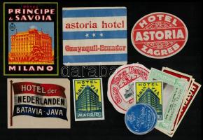 17 db háború előtti külföldi hotel címke. / 17 pre-1945 hotel labels from all around the world