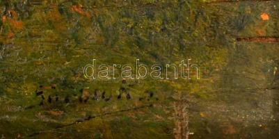 Börtsök jelzéssel: Hazafelé. Olaj, falemez, sérült, 13×19 cm