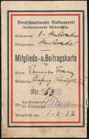 1932 A Német Nemzeti Néppárt tagsági kártyája bélyegekkel / Deutschnationale Volkspartei party book with stamps