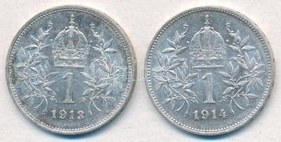 Ausztria 1913-1914. 1K Ag "Ferenc József" (2xklf) T:1-,2
Austria 1913-1914. 1 Corona Ag &...