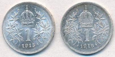 Ausztria 1915-1916. 1K Ag "Ferenc József" (2xklf) T:1-,2
Austria 1915-1916. 1 Corona Ag &...