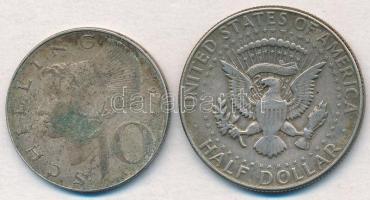Vegyes: Amerikai Egyesült Államok 1967. 1/2$ Ag "Kennedy" + Ausztria 1972. 10Sch Ag T:2,2-...