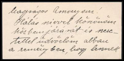cca 1920-1940 Gróf Teleki Mihályné Szirmay Paulina (1899-1980) névjegykártyája, saját kezű soraival,...