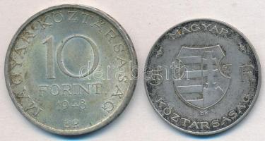 1947. 5Ft Ag "Kossuth" + 1948. 10Ft Ag "Széchenyi" T:2,2- patina