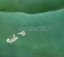 Gadó János (?-): Memento Mori. Olaj-tempera, karton, jelzett, üvegezett keretben, 40×50 cm