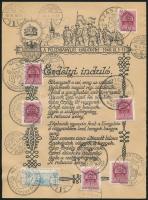 1940 Erdélyi induló. A felszabadulás emlékére. Alkalmi bélyegzésekkel és bélyegekkel 16x21 cm