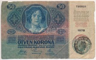 1914. 50K "ROMANIA TIMBRU SPECIAL" felülbélyegzéssel + 1920. 2K "2ab" csillagos ...
