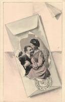1904 Nagyvárad, Oradea; Romantikus pár levélen / Romantic couple on letter s: E. Ernst