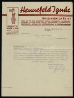 1939 Bp., Hennefeld Ignác Jégszekrénygyár Rt. hivatalos levele a kassai magyar állami kórház részére, díszes fejléces papíron
