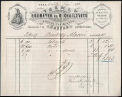 1873 Hugmayer és Michailovits textilkereskedő díszes fejléces számlája