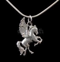 Ezüst(Ag) kígyó nyaklánc, pegazus függővel, jelzett, állítható hosszúság, h: 45-50 cm, 2×2,6 cm, net...