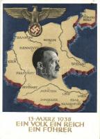 1938 Ein Volk, ein Reich, ein Führer! / Adolf Hitler, NSDAP German Nazi Party propaganda, map, swastika; 6 Ga. + 1938 Ein Volk Ein Reich Ein Führer, Wien So. Stpl. (EK)