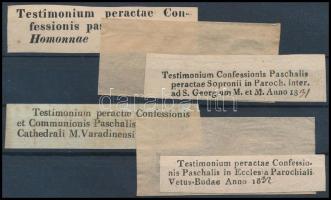 1831-1850 4 db gyónási cédula, 2 db tasakkal.