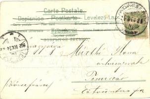 1902 Boldog Karácsonyi Ünnepeket! / Christmas greeting card with angels, baby, Christmas tree. Emb. ...