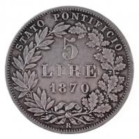 Olasz Államok / Pápai Államok 1870R 5L Ag "IX. Pius - XXIV" T:2
Italian States / Papal St...