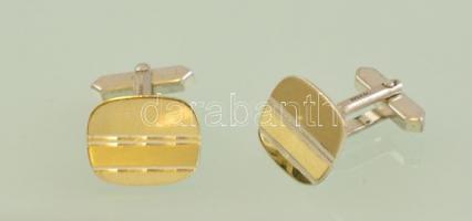 Aranyozott ezüst(Ag) mandzsettagomb párban, jelzett, 2,4×1,8 cm, nettó: 9 g