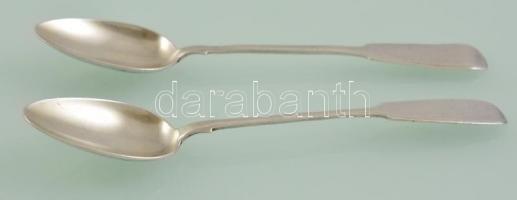 Ezüst(Ag) orosz teás kanál, 2 db, jelzett, h: 13 cm, nettó: 30,7 g