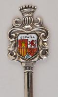 Ezüst(Ag) "Espagna" díszkanál címerrel, jelzett, h: 12 cm, bruttó: 13,1 g