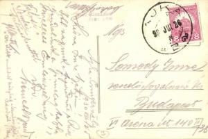 1930 Csingervölgy (Ajka), az Ajka-Csingervölgyi önkéntes tűzoltóság, címeres magyar zászló. Vitéz Mé...