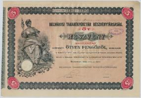Budapest 1926. "Belvárosi Takarékpénztár Részvénytársaság" öt részvénye egyben 250P-ről (2...