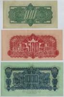 Csehszlovákia 1944. 100K + 500K + 1000K , mindhárom "SPECIMEN (MINTA)" perforációval és bé...