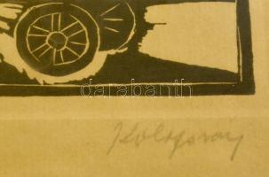 Kolozsváry Sándor (1896-1944): Illusztráció. Fametszet, papír, jelzett, üvegezett keretben, 16×13 cm