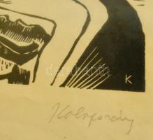Kolozsváry Sándor (1896-1944): Illusztráció (Gyász). Fametszet, papír, jelzett, üvegezett keretben, ...