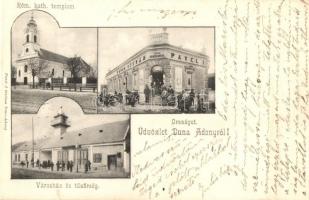 1901 Adony, Duna-Adony; Római katolikus templom, Országút, Városháza és tűzőrség, Pável István üzlete és saját kiadása