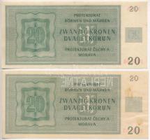 Német Harmadik Birodalom / Cseh-Morva Protektorátus 1944. 20K + 20K "SPECIMEN (MINTA)" per...