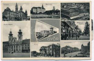 Győr, Városháza, Papnevelde, Baross út, üzletek, Bencés templom, Kioszk, autóbusz, Vasútállomás. mec...