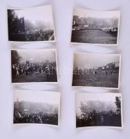 1930 Budapest I. Szent Imre év ünnepségei a Vérmezőn, háttérben az Attila út házai 6 db mozgalmas fotó 6x9 cm