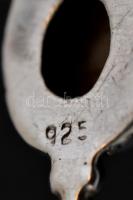 Ezüst (Ag.) fülbevaló pár csiszolt tigrisszem berakással, jelzett, bruttó: 7,7 g