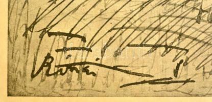 1913 Rippl-Rónai József (1861-1927): Hason fekvő akt. Cinkográfia, papír, jelzett a cinkográfián, 14...