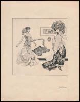 Franz von Bayros (1866-1924): Der Rival. a Der Toilettentisch mappából Klisé, papír, jelzés nélkül, 13×12,5 cm