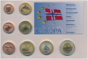 Norvégia 2004. 1c-2X (8xklf) euró mintájú fantáziaveret forgalmi sor lezárt tokban T:1 Norway 2004. 1 Ceros - 2 Xeros (8xdiff) euro pattern fantasy issue coin set in sealed case C:UNC