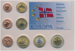 Norvégia 2004. 1c-2X (8xklf) euró mintájú fantáziaveret forgalmi sor lezárt tokban T:1 Norway 2004. 1 Ceros - 2 Xeros (8xdiff)  euro pattern fantasy issue coin set in sealed case C:UNC