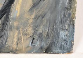 Lakatos József (1939 -) : Öregember és fa. Olaj, farost, jelzett, 80×60 cm