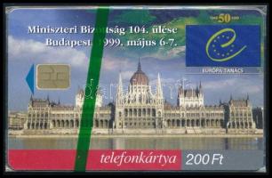 1999 Európa Tanács ülés használatlan telefonkártya bontatlan csomagolásban. Csak 2000 db.